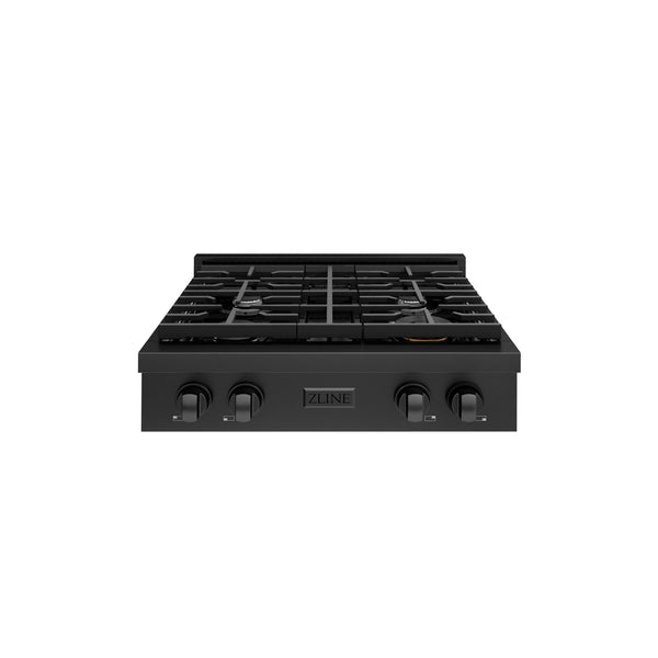 ZLINE 30 in. Paramount Gas Rangetop with 4 Burners and Porcelain Cooktop in Black Stainless Steel (SRTB-30)