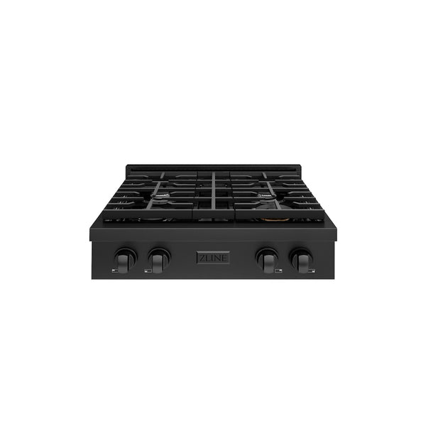 ZLINE 30 in. Paramount Gas Rangetop with 4 Burners and Porcelain Cooktop in Black Stainless Steel, Open Box-Great Condition