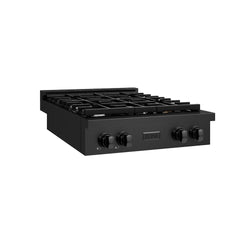 ZLINE 30 in. Paramount Gas Rangetop with 4 Burners and Porcelain Cooktop in Black Stainless Steel, Open Box-Great Condition