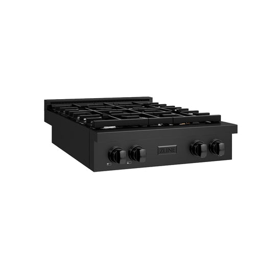 ZLINE 30 in. Paramount Gas Rangetop with 4 Burners and Porcelain Cooktop in Black Stainless Steel, Open Box-Great Condition