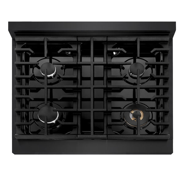ZLINE 30 in. Paramount Gas Rangetop with 4 Burners and Porcelain Cooktop in Black Stainless Steel, Open Box-Good Condition
