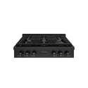 ZLINE 36 in. Paramount Gas Rangetop with 6 Burners and Porcelain Cooktop in Black Stainless Steel (SRTB-36)