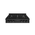 ZLINE 36 in. Paramount Gas Rangetop with 6 Burners and Porcelain Cooktop in Black Stainless Steel, Open Box-Good Condition