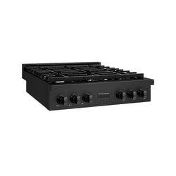 ZLINE 36 in. Paramount Gas Rangetop with 6 Burners and Porcelain Cooktop in Black Stainless Steel, Open Box-Great Condition