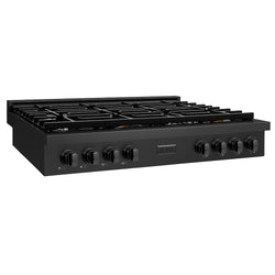 ZLINE 48 in. Paramount Gas Rangetop with 8 Burners and Porcelain Cooktop in Black Stainless Steel, Open Box-Great Condition