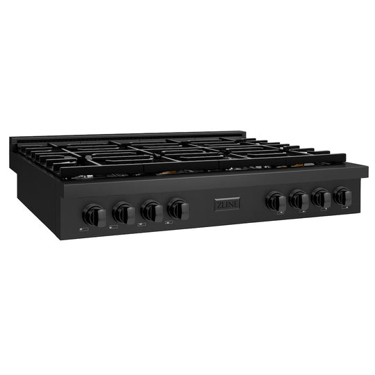 ZLINE 48 in. Paramount Gas Rangetop with 8 Burners and Porcelain Cooktop in Black Stainless Steel, Open Box-Great Condition
