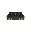 ZLINE Autograph Edition 30 in. Paramount Gas Rangetop with 4 Burners and Porcelain Cooktop in Black Stainless Steel with Champagne Bronze Accents, Open Box-Great Condition