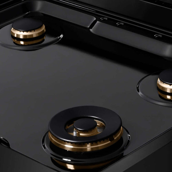 ZLINE Autograph Edition 30 in. Paramount Gas Rangetop with 4 Burners and Porcelain Cooktop in Black Stainless Steel with Champagne Bronze Accents, Open Box-Good Condition