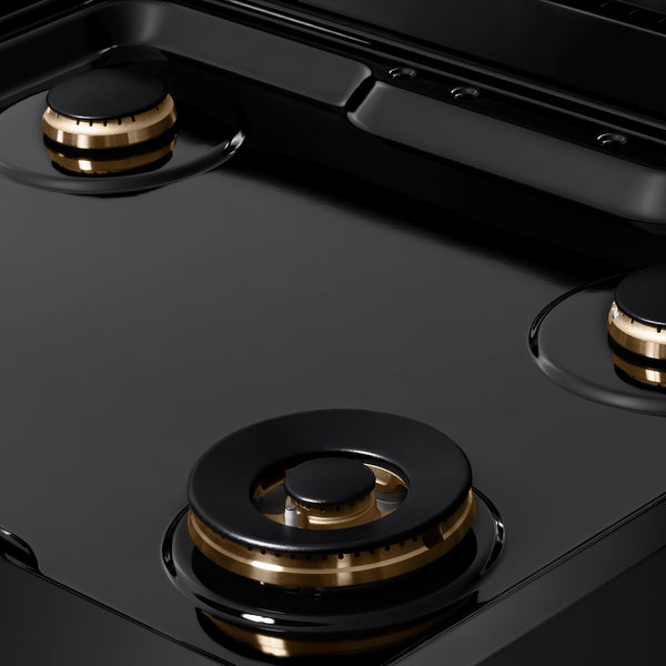 ZLINE Autograph Edition 30 in. Paramount Gas Rangetop with 4 Burners and Porcelain Cooktop in Black Stainless Steel with Champagne Bronze Accents, Open Box-Great Condition