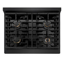 ZLINE Autograph Edition 30 in. Paramount Gas Rangetop with 4 Burners and Porcelain Cooktop in Black Stainless Steel with Champagne Bronze Accents, Open Box-Great Condition