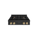 ZLINE Autograph Edition 30 in. Paramount Gas Rangetop with 4 Burners and Porcelain Cooktop in Black Stainless Steel with Polished Gold Accents, Open Box-Good Condition