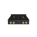 ZLINE Autograph Edition 30 in. Paramount Gas Rangetop with 4 Burners and Porcelain Cooktop in Black Stainless Steel with Polished Gold Accents, Open Box-Great Condition