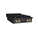 ZLINE Autograph Edition 30 in. Paramount Gas Rangetop with 4 Burners and Porcelain Cooktop in Black Stainless Steel with Polished Gold Accents, Open Box-Great Condition