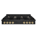 ZLINE 48 in. Autograph Edition Paramount Gas Rangetop with 8 Burners and Porcelain Cooktop in Black Stainless Steel with Champagne Bronze Accents, Open Box-Good Condition