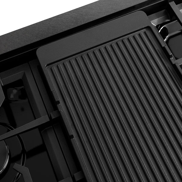 ZLINE 48 in. Paramount Gas Rangetop with 8 Burners and Porcelain Cooktop in Black Satin Stainless Steel (SRTBS-48)