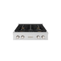 ZLINE 30 in. Paramount Gas Rangetop with 4 Brass Burners and Porcelain Cooktop in DuraSnow® Stainless Steel (SRTS-BR-30)