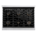 ZLINE 36 in. Paramount Gas Rangetop with 6 Brass Burners and Porcelain Cooktop in DuraSnow® Stainless Steel (SRTS-BR-36)