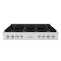 ZLINE 48 in. Paramount Gas Rangetop with 8 Brass Burners and Porcelain Cooktop in DuraSnow® Stainless Steel (SRTS-BR-48)