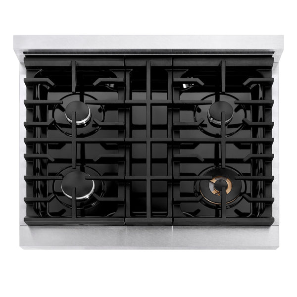 ZLINE 30 in. Paramount Gas Rangetop with 4 Burners and Porcelain Cooktop in DuraSnow® Stainless Steel (SRTS-30)