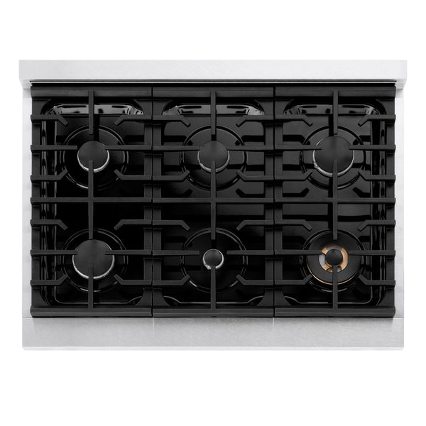 ZLINE 36 in. Paramount Gas Rangetop with 6 Burners and Porcelain Cooktop in DuraSnow® Stainless Steel (SRTS-36)