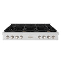 ZLINE 48 in. Paramount Gas Rangetop with 8 Burners and Porcelain Cooktop in DuraSnow® Stainless Steel (SRTS-48)