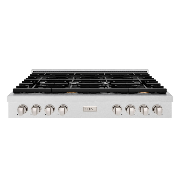 ZLINE 48 in. Paramount Gas Rangetop with 8 Burners and Porcelain Cooktop in DuraSnow® Stainless Steel (SRTS-48)