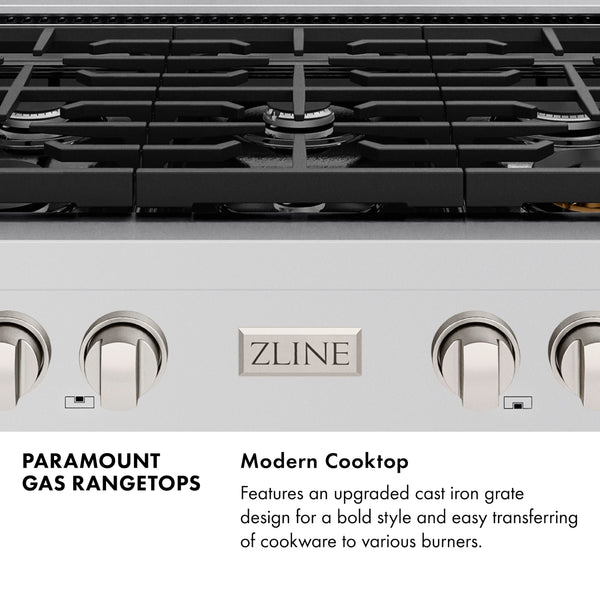 ZLINE 36 in. Paramount Gas Rangetop with 6 Burners and Porcelain Cooktop in Stainless Steel, Open Box-Great Condition