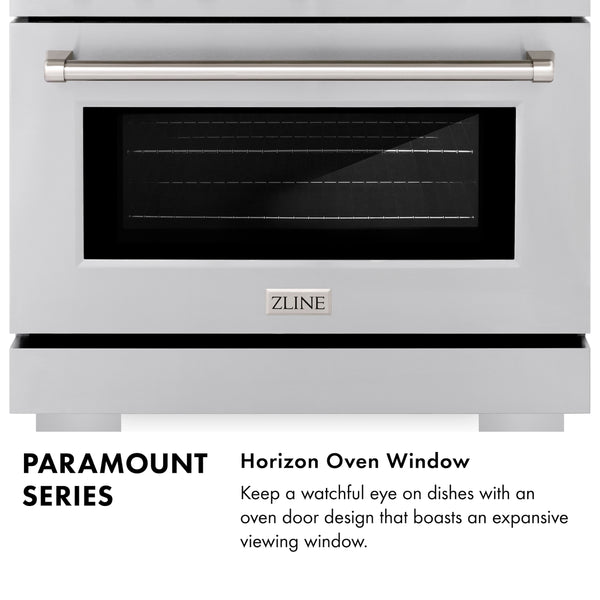 ZLINE 30 in. 4.2 cu. ft. Paramount Gas Range with 4 Burner Cooktop and Convection Gas Oven in Stainless Steel (SGR30)