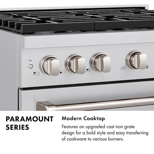 ZLINE 36 in. 5.2 cu. ft. Paramount Gas Range with 6 Burner DuoPro™ Cooktop and Convection Gas Oven with White Matte Door (PSGR-WM-36)