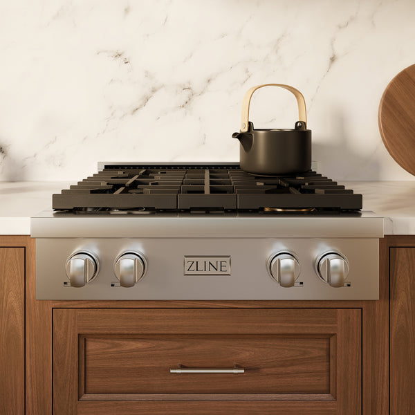 ZLINE 30 in. Paramount Gas Rangetop with 4 Burners and Porcelain Cooktop in Stainless Steel, Open Box-Great Condition