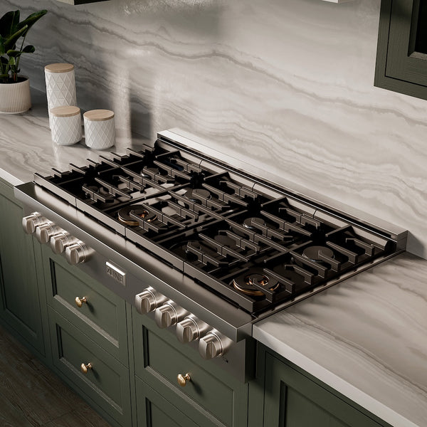 ZLINE 48 in. Paramount Gas Rangetop with 8 Burners and Porcelain Cooktop in Stainless Steel, Open Box-Great Condition