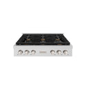 ZLINE 36 in. Paramount Gas Rangetop with 6 Brass Burners and Porcelain Cooktop in Satin Stainless Steel (SRTS-BR-36)