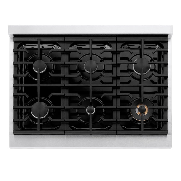 ZLINE 36 in. Paramount Gas Rangetop with 6 Burners and Porcelain Cooktop in Satin Stainless Steel, Open Box-Great Condition