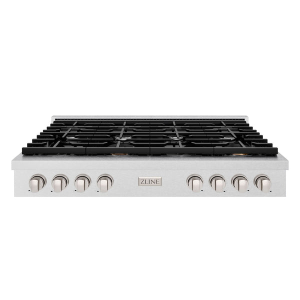 ZLINE 48 in. Paramount Gas Rangetop with 8 Burners and Porcelain Cooktop in Satin Stainless Steel, Open Box-Good Condition