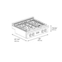 ZLINE Autograph Edition 30 in. Paramount Gas Rangetop with 4 Burners and Porcelain Cooktop in Satin Stainless Steel with Champagne Bronze Accents, Open Box-Great Condition