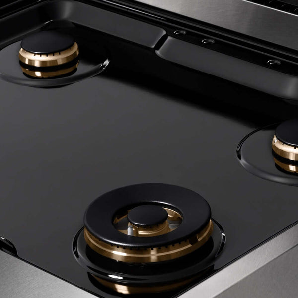 ZLINE Autograph Edition 30 in. Paramount Gas Rangetop with 4 Burners and Porcelain Cooktop in Satin Stainless Steel with Champagne Bronze Accents, Open Box-Good Condition