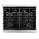 ZLINE Autograph Edition 30 in. Paramount Gas Rangetop with 4 Burners and Porcelain Cooktop in Satin Stainless Steel with Champagne Bronze Accents, Open Box-Good Condition