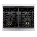 ZLINE Autograph Edition 30 in. Paramount Gas Rangetop with 4 Burners and Porcelain Cooktop in Satin Stainless Steel with Champagne Bronze Accents, Open Box-Great Condition