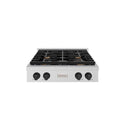 ZLINE Autograph Edition 30 in. Paramount Gas Rangetop with 4 Burners and Porcelain Cooktop in Satin Stainless Steel with Matte Black Accents, Open Box-Good Condition