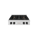 ZLINE Autograph Edition 30 in. Paramount Gas Rangetop with 4 Burners and Porcelain Cooktop in Satin Stainless Steel with Matte Black Accents, Open Box-Great Condition