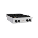 ZLINE Autograph Edition 30 in. Paramount Gas Rangetop with 4 Burners and Porcelain Cooktop in Satin Stainless Steel with Matte Black Accents, Open Box-Good Condition