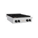 ZLINE Autograph Edition 30 in. Paramount Gas Rangetop with 4 Burners and Porcelain Cooktop in Satin Stainless Steel with Matte Black Accents, Open Box-Great Condition