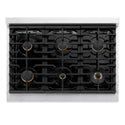 ZLINE Autograph Edition 36 in. Paramount Gas Rangetop with 6 Burners and Porcelain Cooktop in Satin Stainless Steel with Champagne Bronze Accents, Open Box-Great Condition