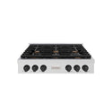 ZLINE Autograph Edition 36 in. Paramount Gas Rangetop with 6 Burners and Porcelain Cooktop in Satin Stainless Steel with Matte Black Accents, Open Box-Good Condition