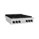 ZLINE Autograph Edition 36 in. Paramount Gas Rangetop with 6 Burners and Porcelain Cooktop in Satin Stainless Steel with Matte Black Accents, Open Box-Great Condition