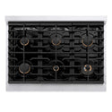 ZLINE Autograph Edition 36 in. Paramount Gas Rangetop with 6 Burners and Porcelain Cooktop in Satin Stainless Steel with Matte Black Accents, Open Box-Good Condition