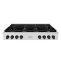 ZLINE 48 in. Autograph Edition Paramount Gas Rangetop with 8 Burners and Porcelain Cooktop in Satin Stainless Steel with Matte Black Accents, Open Box-Great Condition