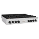 ZLINE 48 in. Autograph Edition Paramount Gas Rangetop with 8 Burners and Porcelain Cooktop in Satin Stainless Steel with Matte Black Accents, Open Box-Great Condition