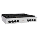 ZLINE 48 in. Autograph Edition Paramount Gas Rangetop with 8 Burners and Porcelain Cooktop in Satin Stainless Steel with Matte Black Accents, Open Box-Good Condition