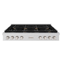 ZLINE 48 in. Paramount Gas Rangetop with 8 Brass Burners and Porcelain Cooktop in Stainless Steel (SRT-BR-48)